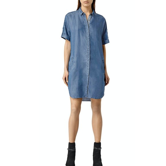 All Saints Dresses & Skirts - ALL SAINTS Blue Denim Chambray Mel Shirt Dress S